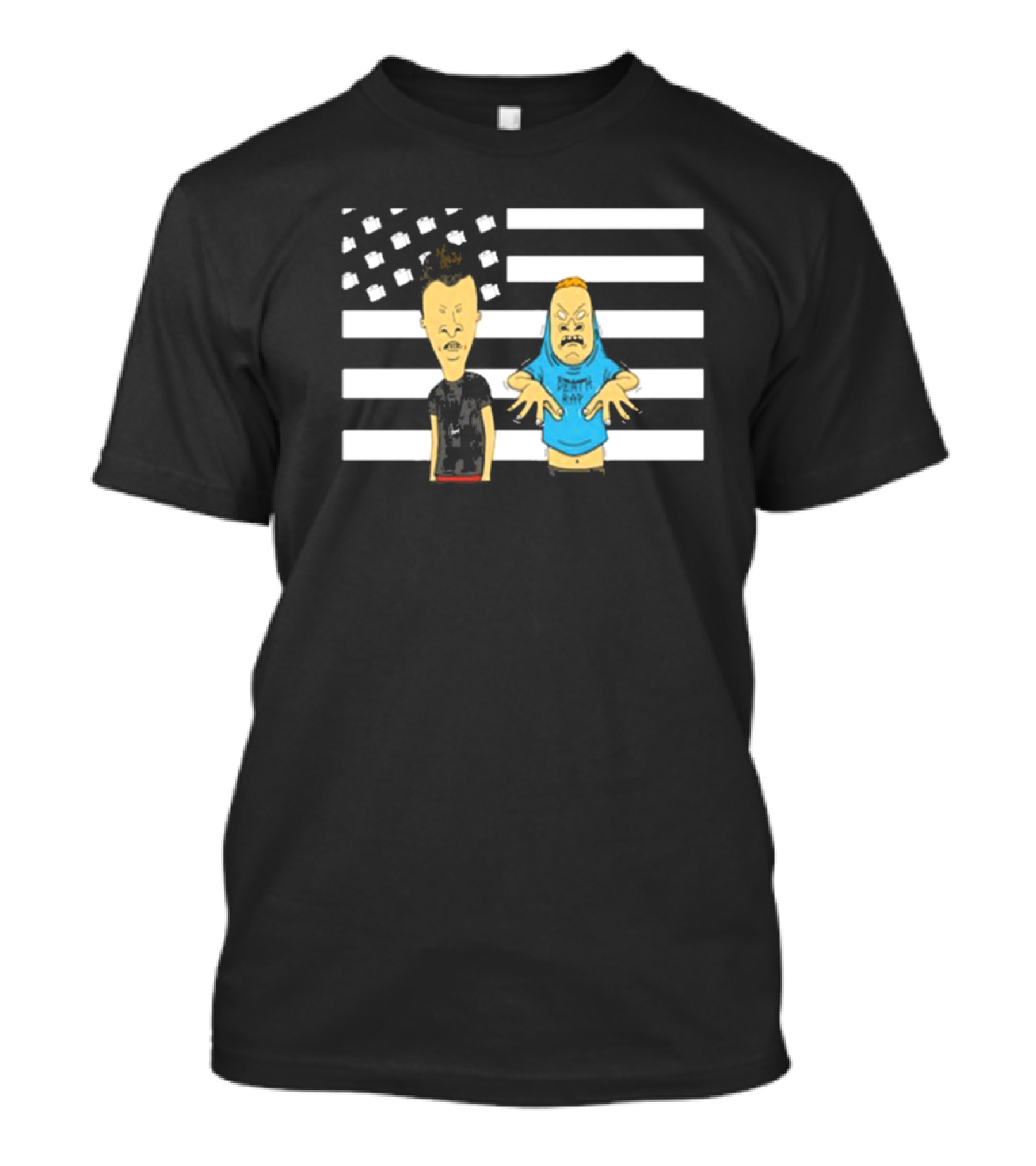 Benjamin And Antwan Beavis And Butthead Cornholio Death Rap American Flag Stripes T-Shirt