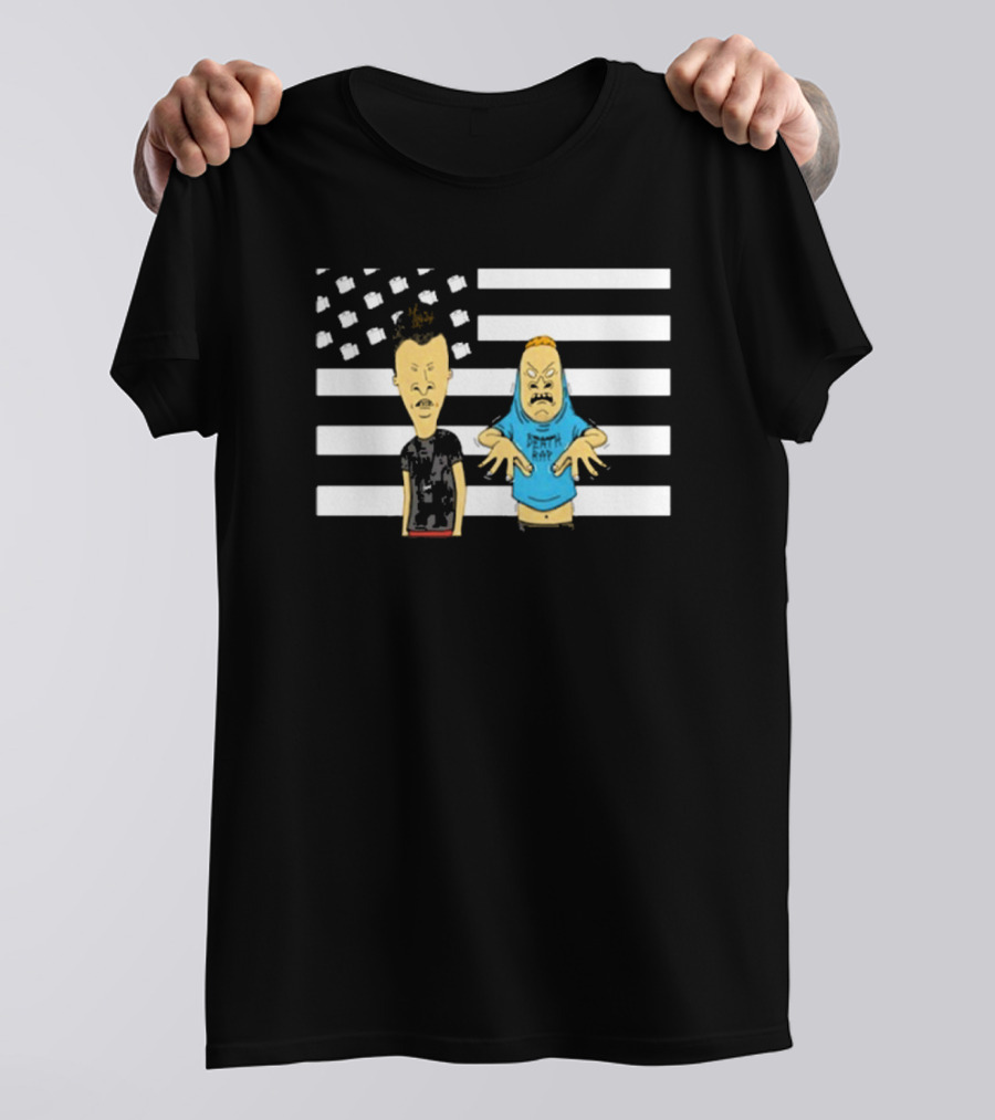Benjamin And Antwan Beavis And Butthead Cornholio Death Rap American Flag Stripes T-Shirt