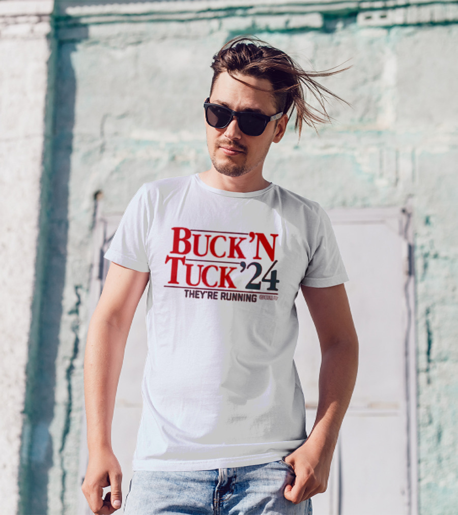 Buck 'N Tuck '24 They're Running Tampa Bay Buccaneers NFL T-Shirt