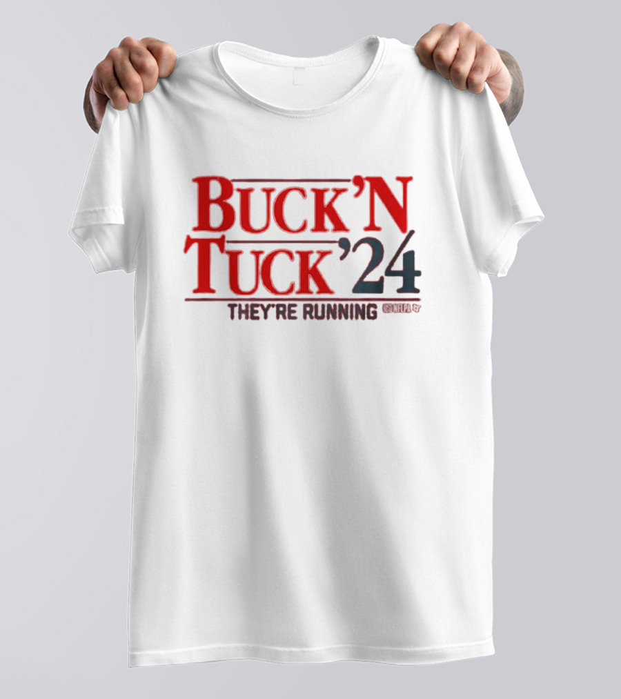 Buck 'N Tuck '24 They're Running Tampa Bay Buccaneers NFL T-Shirt