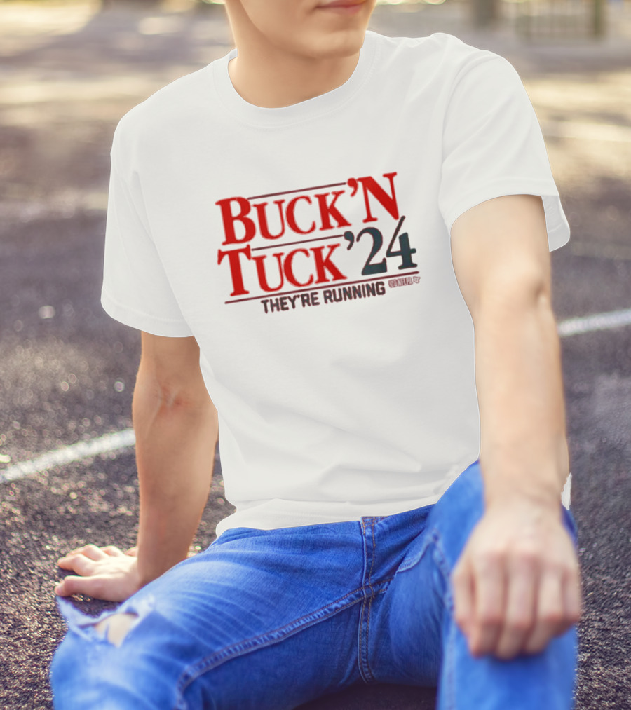 Buck 'N Tuck '24 They're Running Tampa Bay Buccaneers NFL T-Shirt