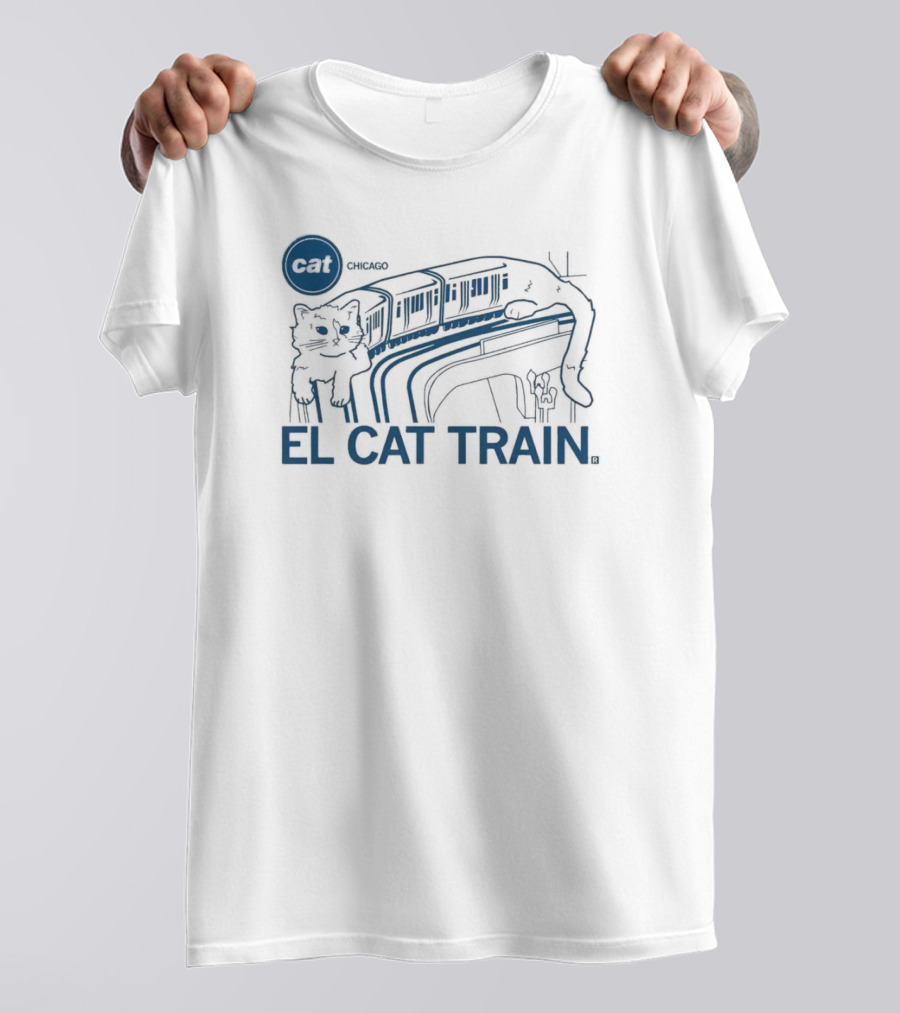 Chicago Cat El Train Whimsical Transport T-Shirt