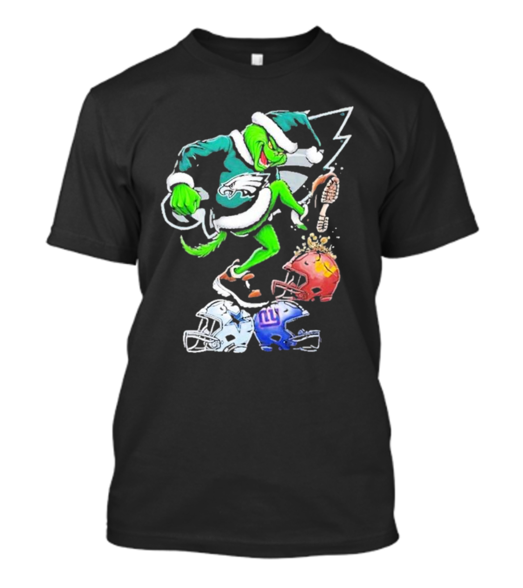 Grinch Philadelphia Eagles Crushing NFL Team Helmets T-Shirt