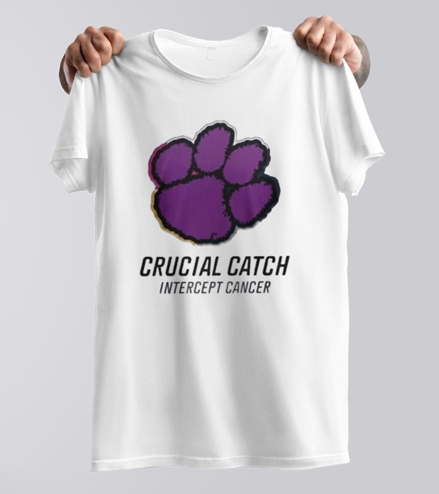 Clemson Tigers Crucial Catch Intercept Cancer 2024 Paw Prints T-Shirt