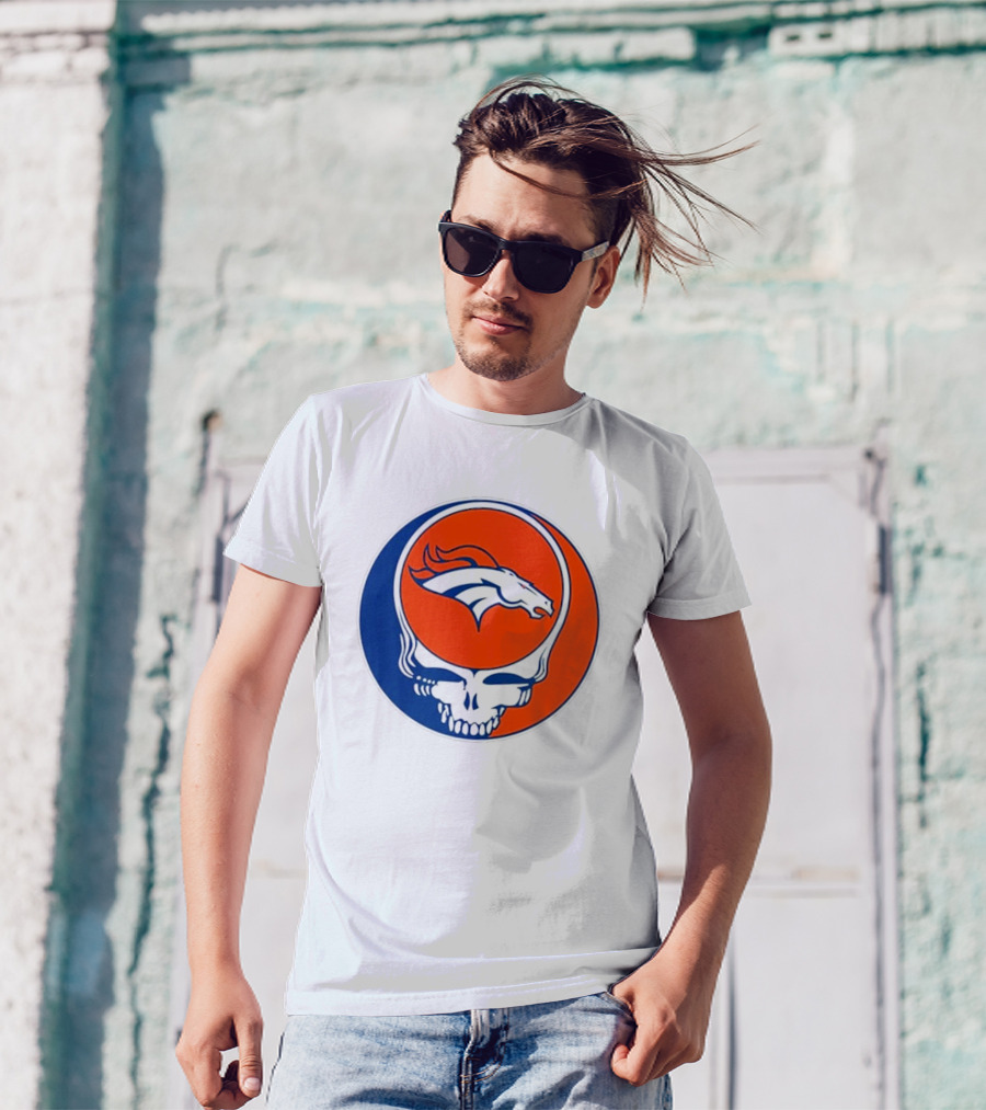 Denver Broncos Grateful Dead Inspired NFL Football Fan 2024 Skull T-Shirt