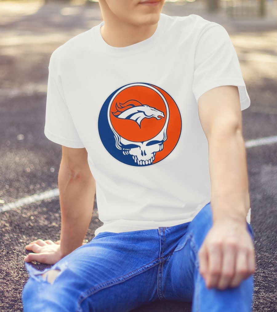 Denver Broncos Grateful Dead Inspired NFL Football Fan 2024 Skull T-Shirt