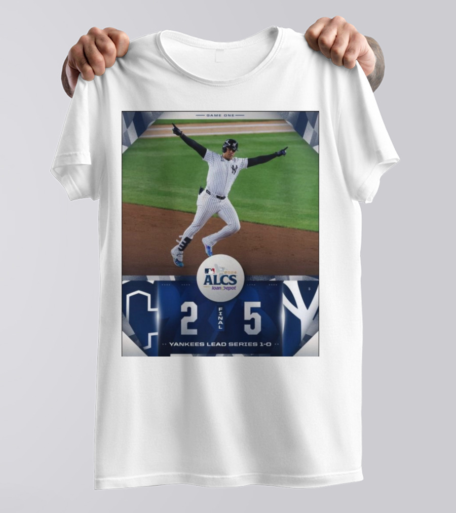 MLB 2024 ALCS Game One Yankees 5 Cleveland Guardians 2 Yankees Lead Series 1-0 T-Shirt