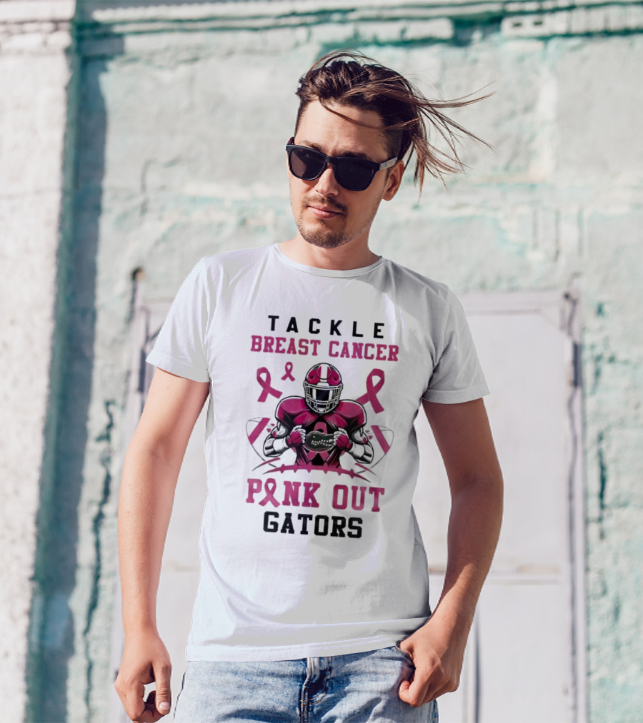 Tackle Breast Cancer Pink Out Gators Football T-Shirt