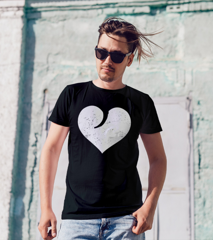 Gun Trigger Heart Distressed White Heart Shape T-Shirt