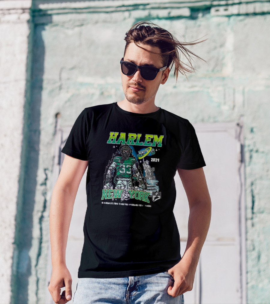 Harlem New York Jets 2024 NFL Football Zombie Statue Of Liberty T-Shirt