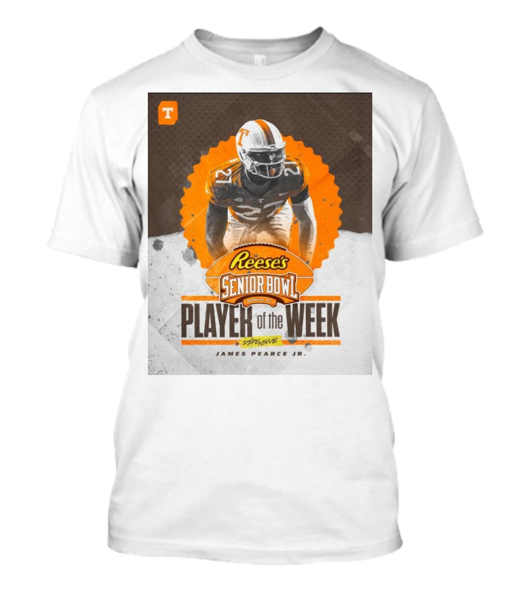 James Pearce Jr. Tennessee Volunteer Reese's Senior Bowl Player Of The Week T-Shirt