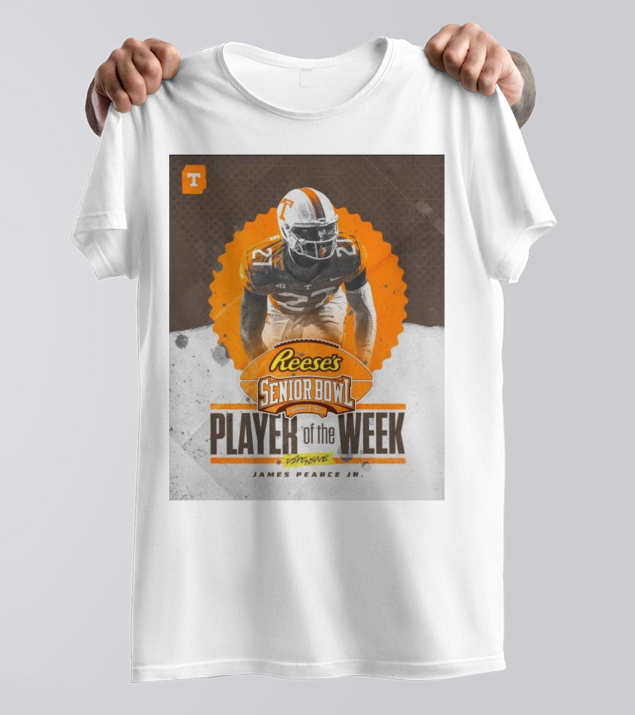 James Pearce Jr. Tennessee Volunteer Reese's Senior Bowl Player Of The Week T-Shirt