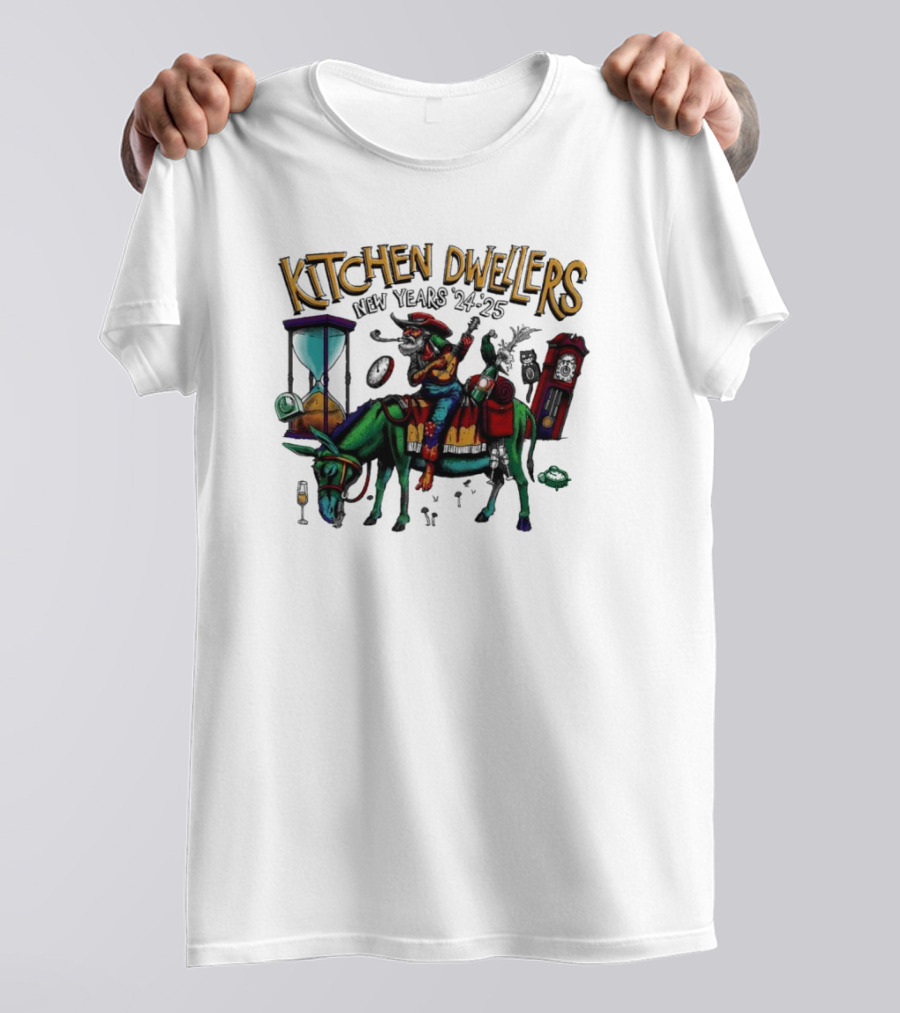 Kitchen Dwellers New Year's 2024-2025 Concert Mule Hourglass Clock T-Shirt