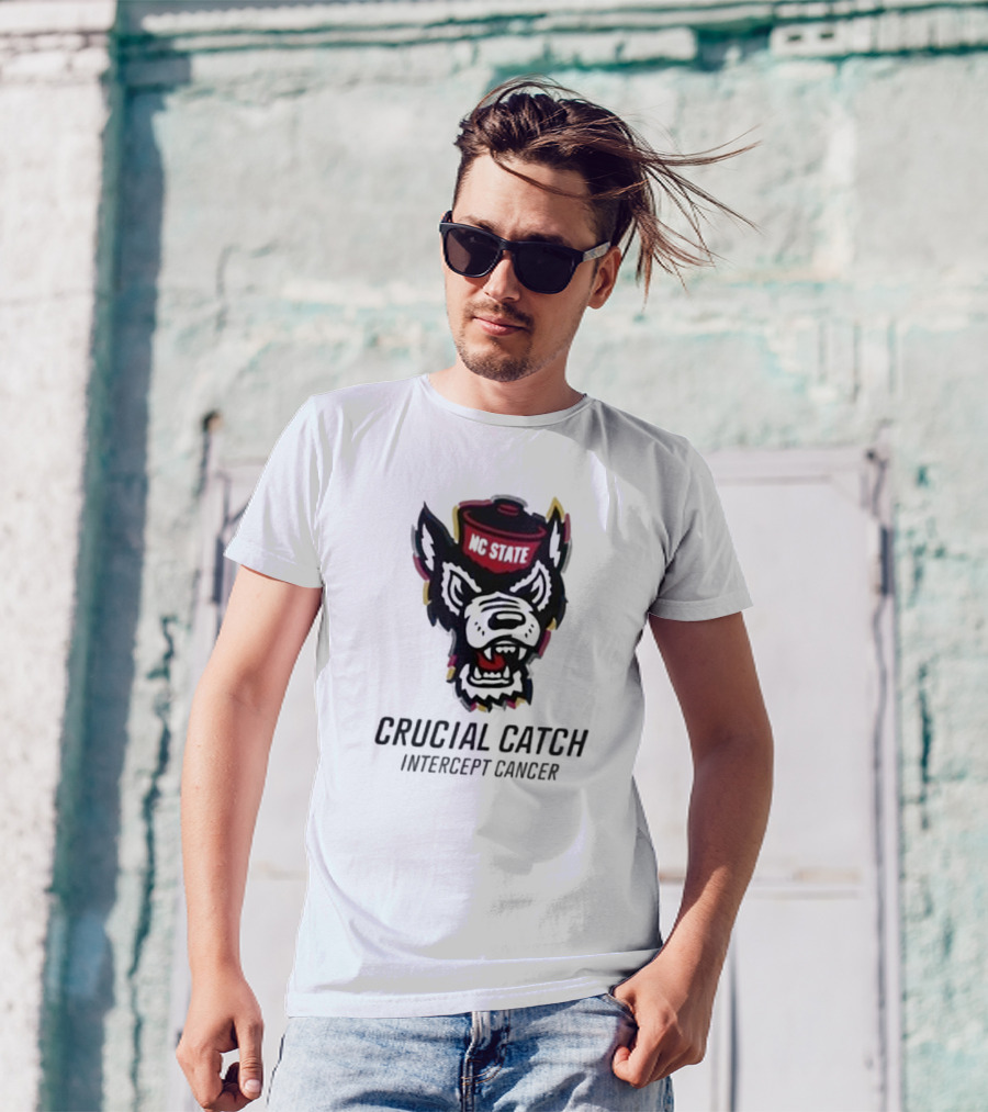 NC State Wolfpack Crucial Catch Intercept Cancer T-Shirt