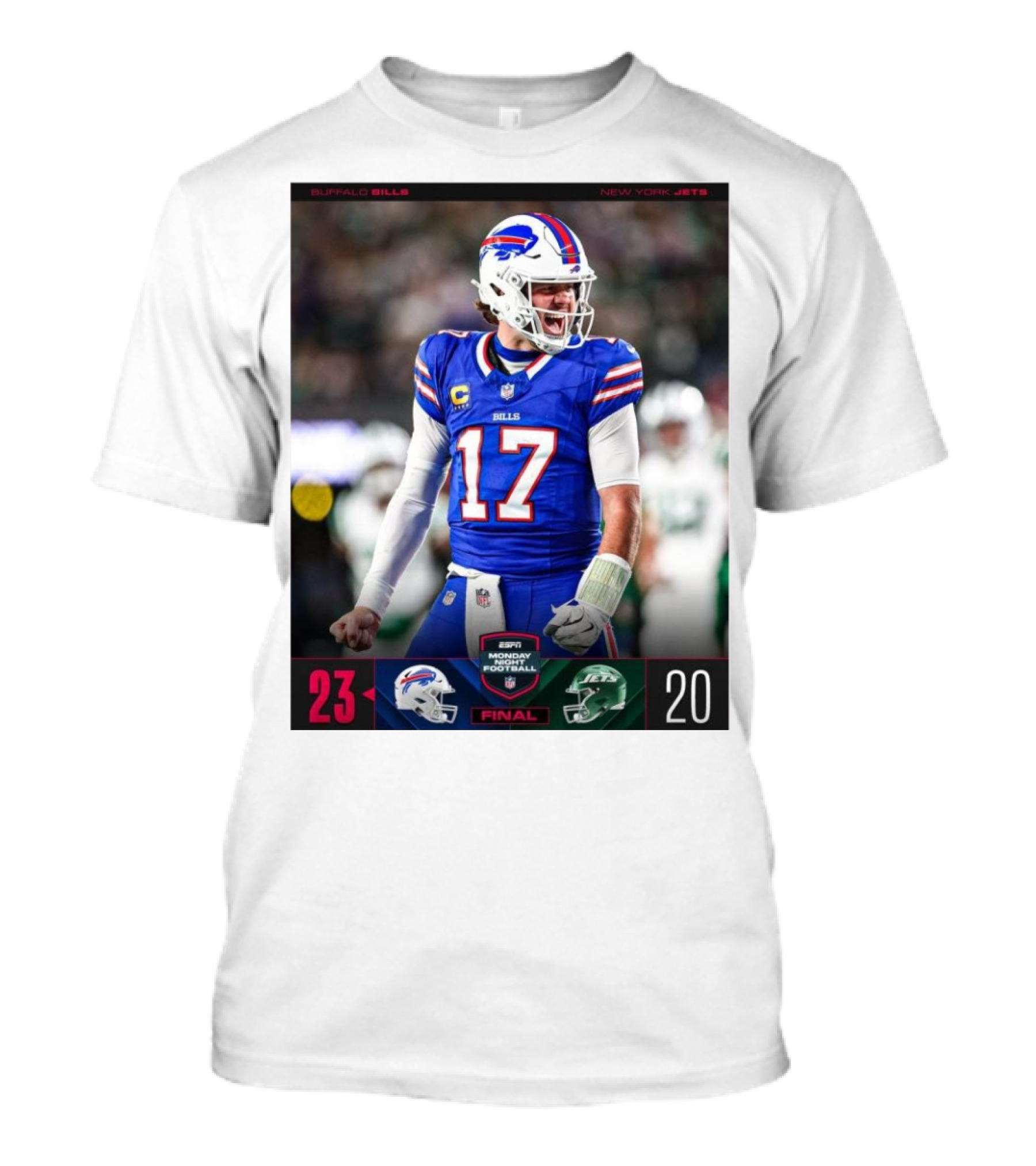 Buffalo Bills 23-20 New York Jets Monday Night Football Final Score NFL T-Shirt