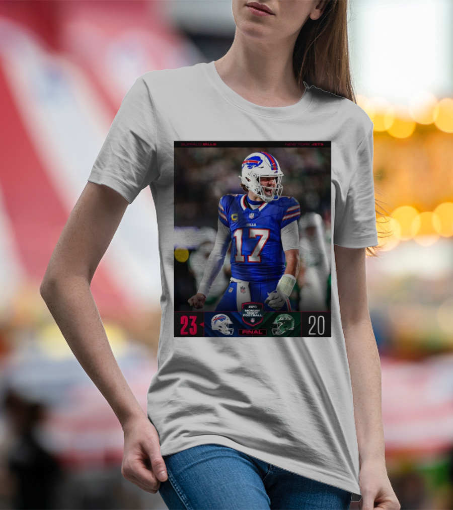 Buffalo Bills 23-20 New York Jets Monday Night Football Final Score NFL T-Shirt