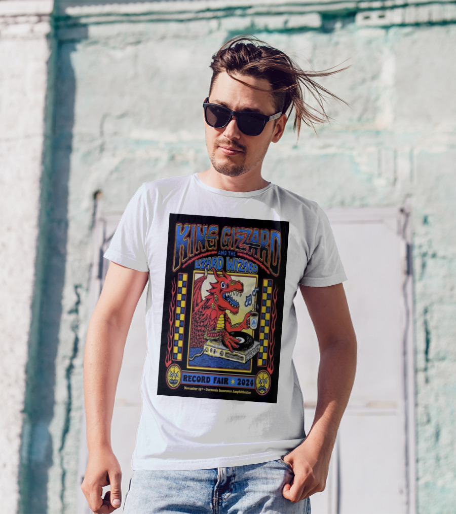 King Gizzard And The Lizard Wizard Record Fair 2024 Germania Insurance Amphitheater November 15 Austin TX T-Shirt