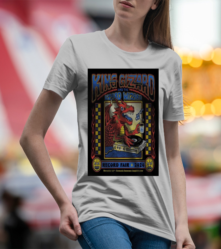 King Gizzard And The Lizard Wizard Record Fair 2024 Germania Insurance Amphitheater November 15 Austin TX T-Shirt