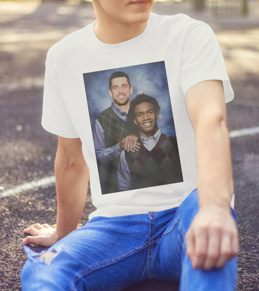 Step Brothers Aaron Rodgers Garrett Wilson New York Jets Portrait Mockup T-Shirt