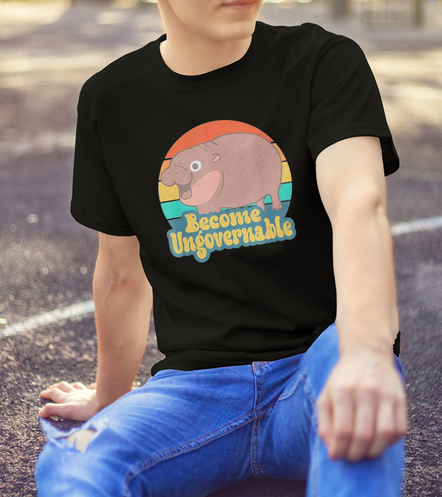 Become Ungovernable Vintage Retro Cartoon Hippo T-Shirt