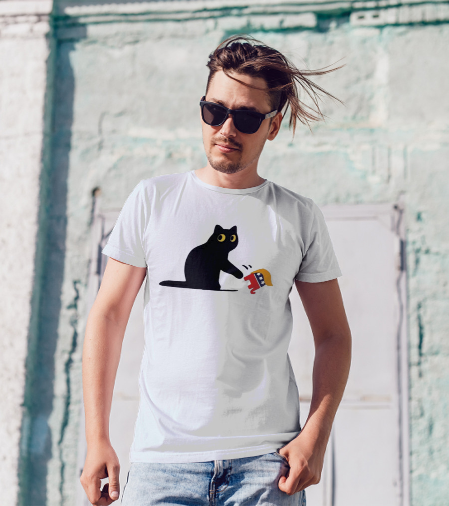Black Cat Tossing GOP Elephant For Kamala T-Shirt