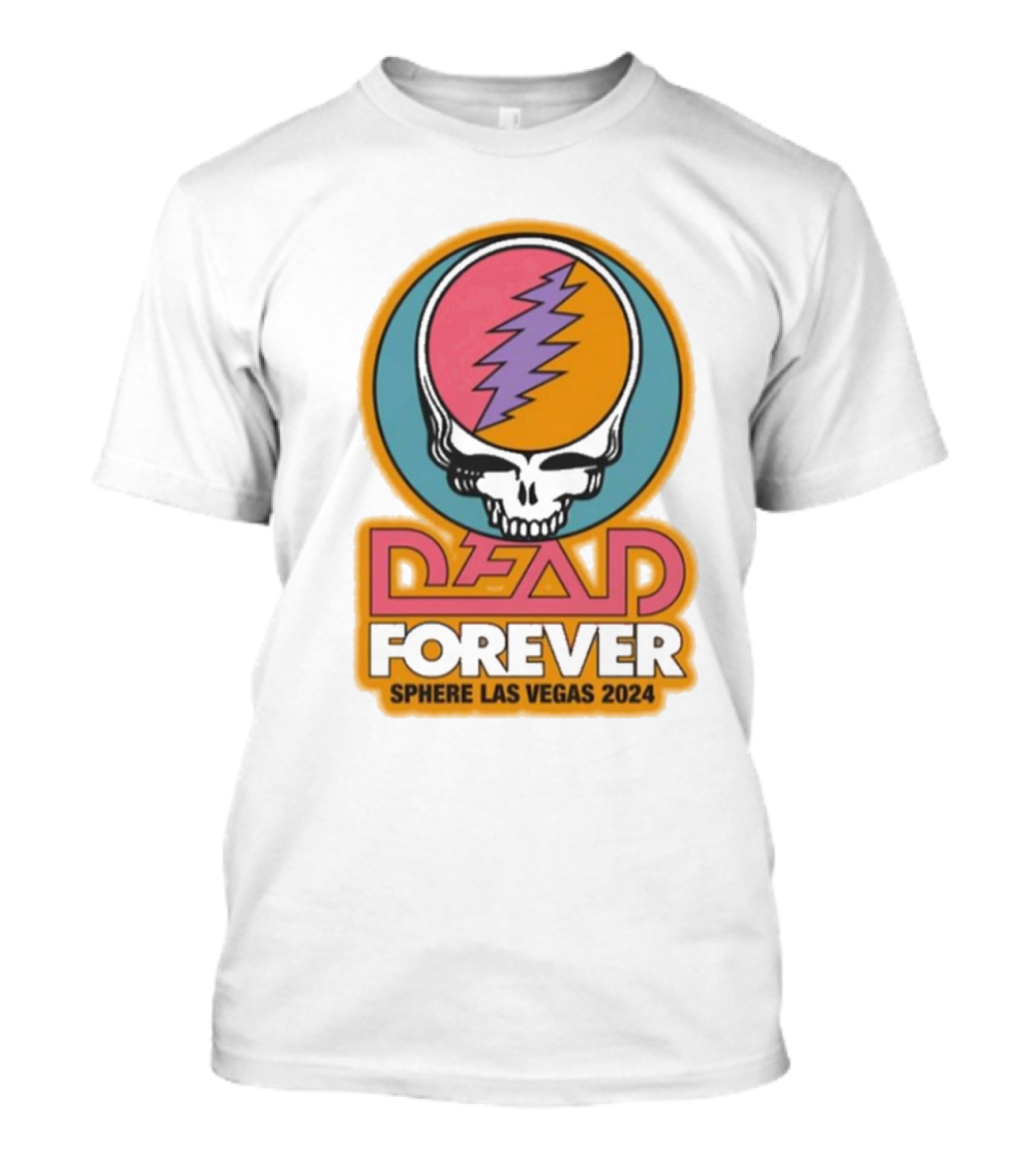 Dead And Company Dead Forever Sphere Las Vegas 2024 Skull Lightning Bolt T-Shirt