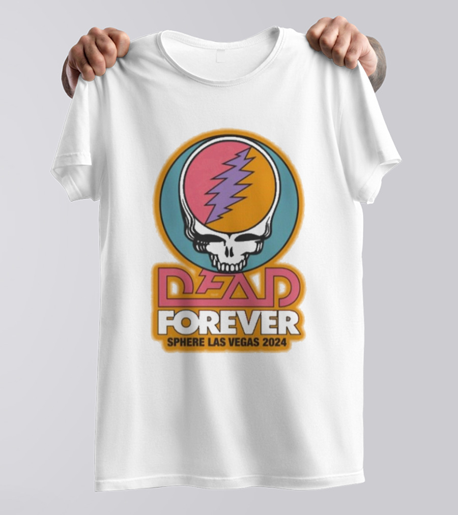 Dead And Company Dead Forever Sphere Las Vegas 2024 Skull Lightning Bolt T-Shirt