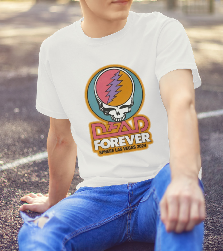 Dead And Company Dead Forever Sphere Las Vegas 2024 Skull Lightning Bolt T-Shirt
