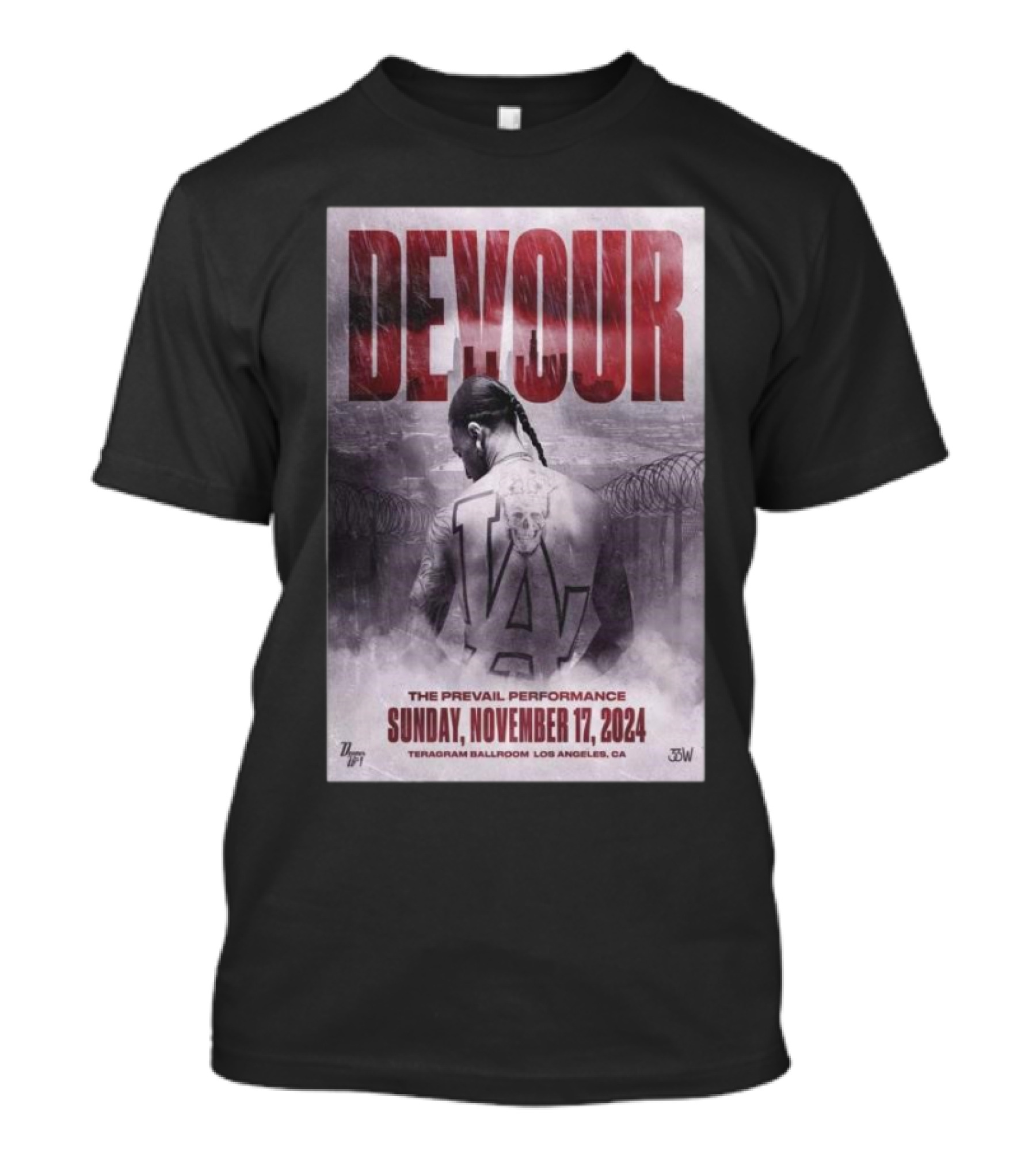 Devour The Prevail Performance November 17 2024 Teragram Ballroom Los Angeles CA T-Shirt