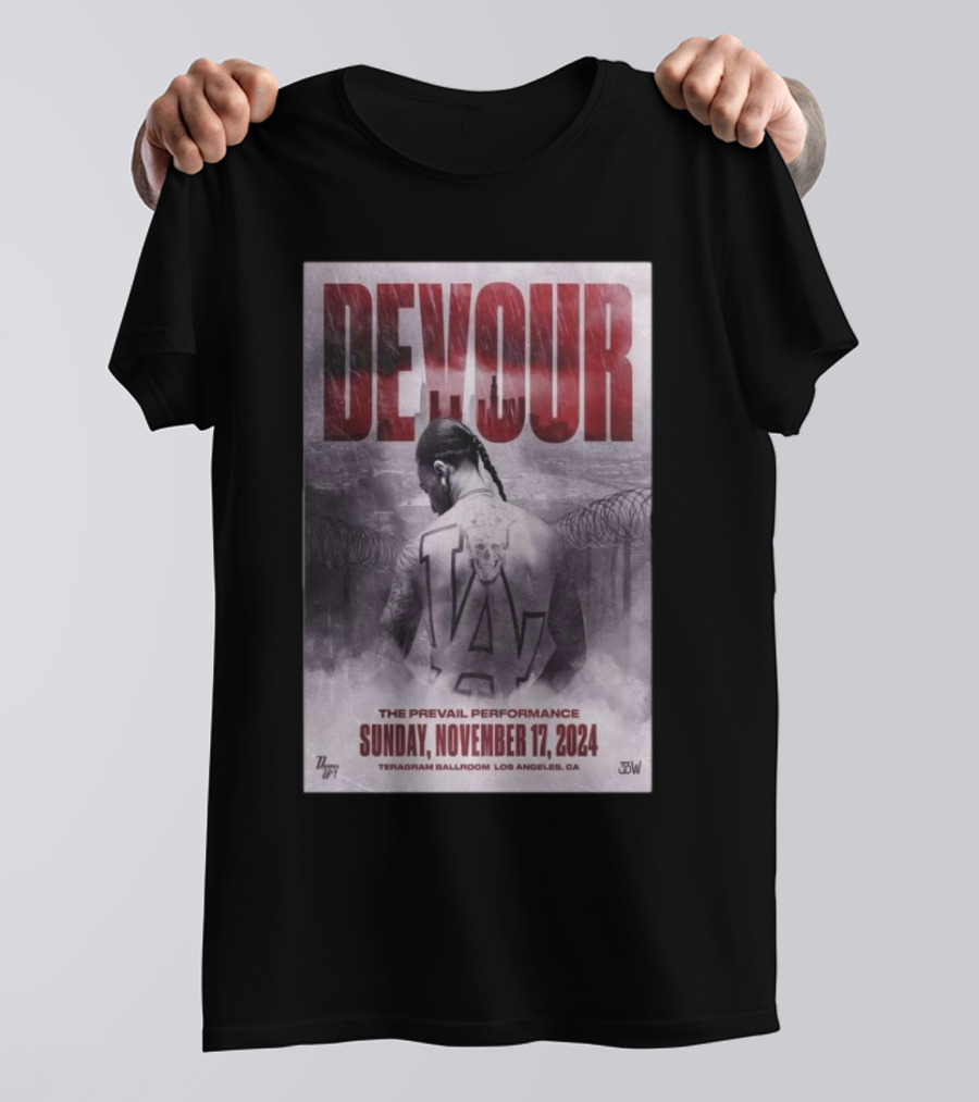 Devour The Prevail Performance November 17 2024 Teragram Ballroom Los Angeles CA T-Shirt