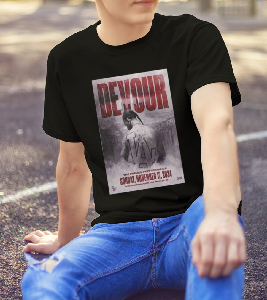 Devour The Prevail Performance November 17 2024 Teragram Ballroom Los Angeles CA T-Shirt