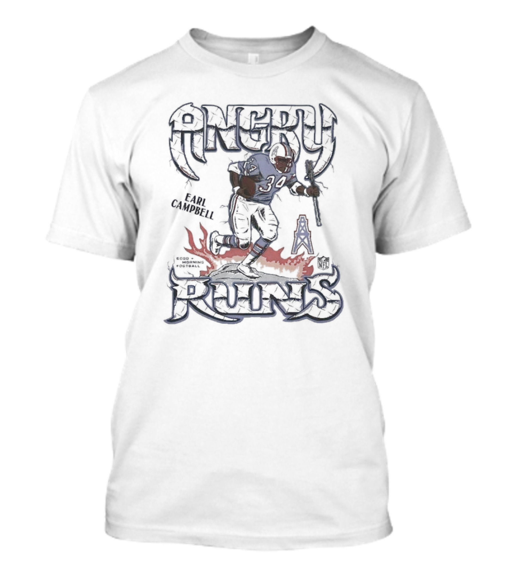 Earl Campbell Angry Runs Houston Oilers Retro 2024 NFL Player T-Shirt