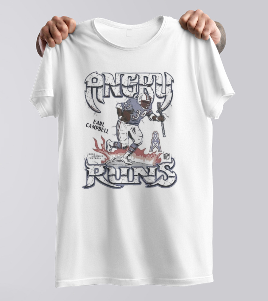 Earl Campbell Angry Runs Houston Oilers Retro 2024 NFL Player T-Shirt
