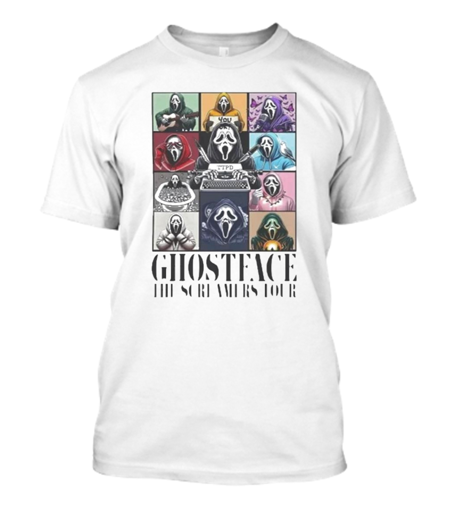 Ghostface Ghost Screamers Tour Collage With Pop Culture References T-Shirt