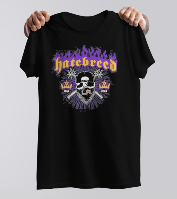 Hatebreed 1994 2024 Los Angeles CA Event October 16 Skull Crown Flames T-Shirt