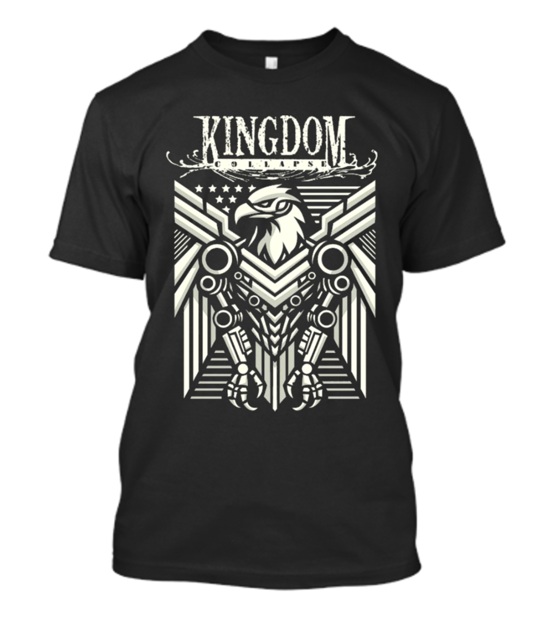 Kingdom Collapse Cyber Eagle Emblem With Stars And Stripes Robotic Wings T-Shirt