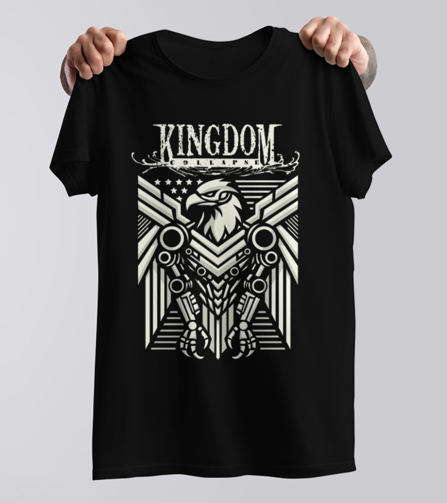 Kingdom Collapse Cyber Eagle Emblem With Stars And Stripes Robotic Wings T-Shirt