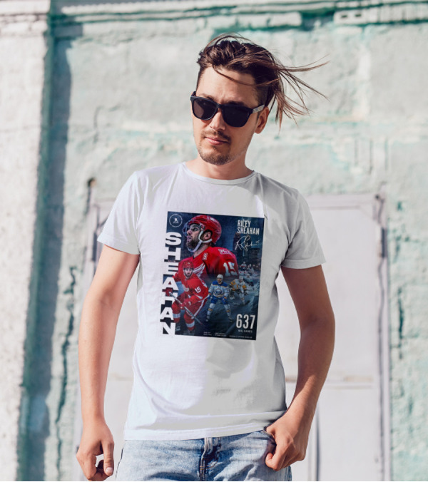 Riley Sheahan 637 NHL Games Detroit Red Wings Signature Hockey Career T-Shirt
