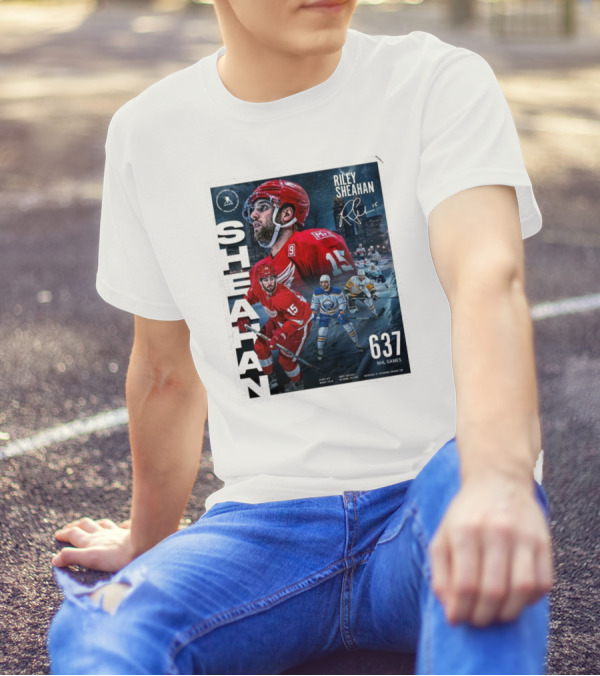 Riley Sheahan 637 NHL Games Detroit Red Wings Signature Hockey Career T-Shirt