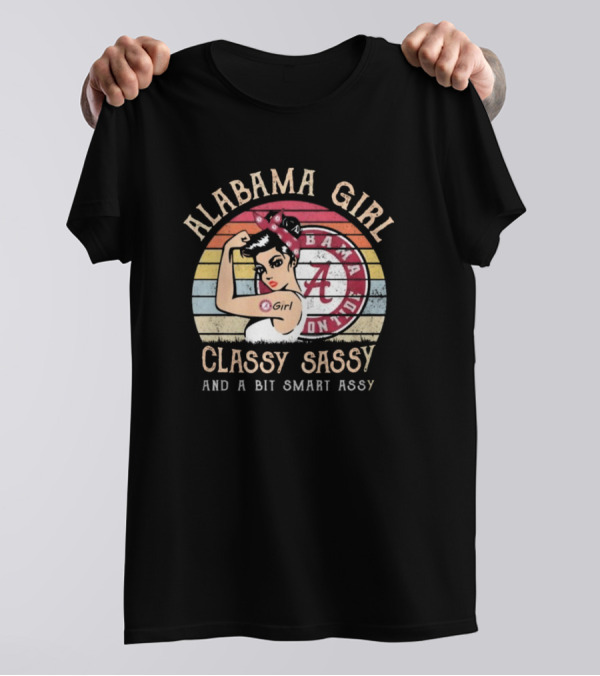 Alabama Crimson Tide Girl Classy Sassy And A Bit Smart Assy Vintage Circle T-Shirt