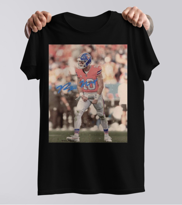 Bo Nix Denver Broncos NFL Player 10 Signature Photo T-Shirt