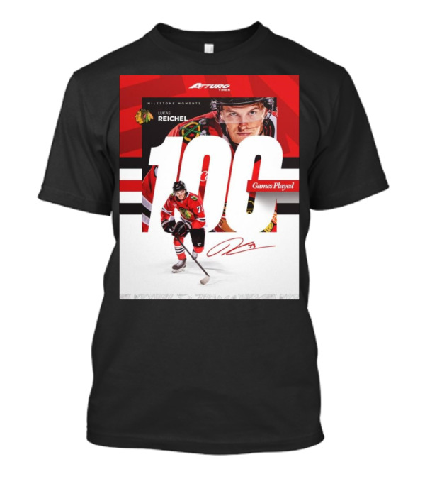 Chicago Blackhawks Lukas Reichel 100 Games Played Milestone Signature Moments T-Shirt