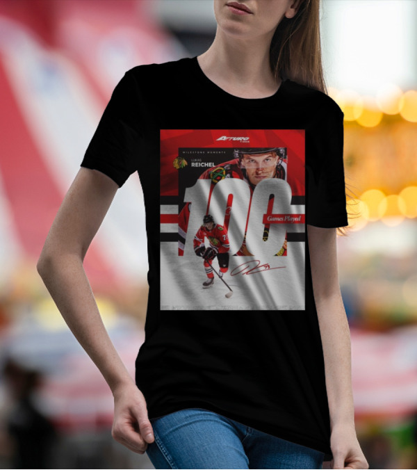 Chicago Blackhawks Lukas Reichel 100 Games Played Milestone Signature Moments T-Shirt