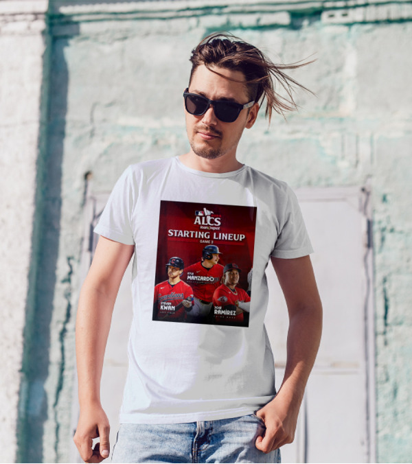 Cleveland Guardians Steven Kwan Jose Ramirez Kyle Manzardo MLB 2024 ALCS Game 3 Starting Lineup T-Shirt