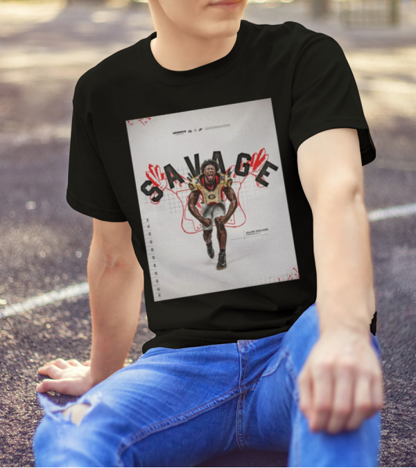 Georgia Bulldogs Savage Jalon Walker Linebacker GoDawgs T-Shirt