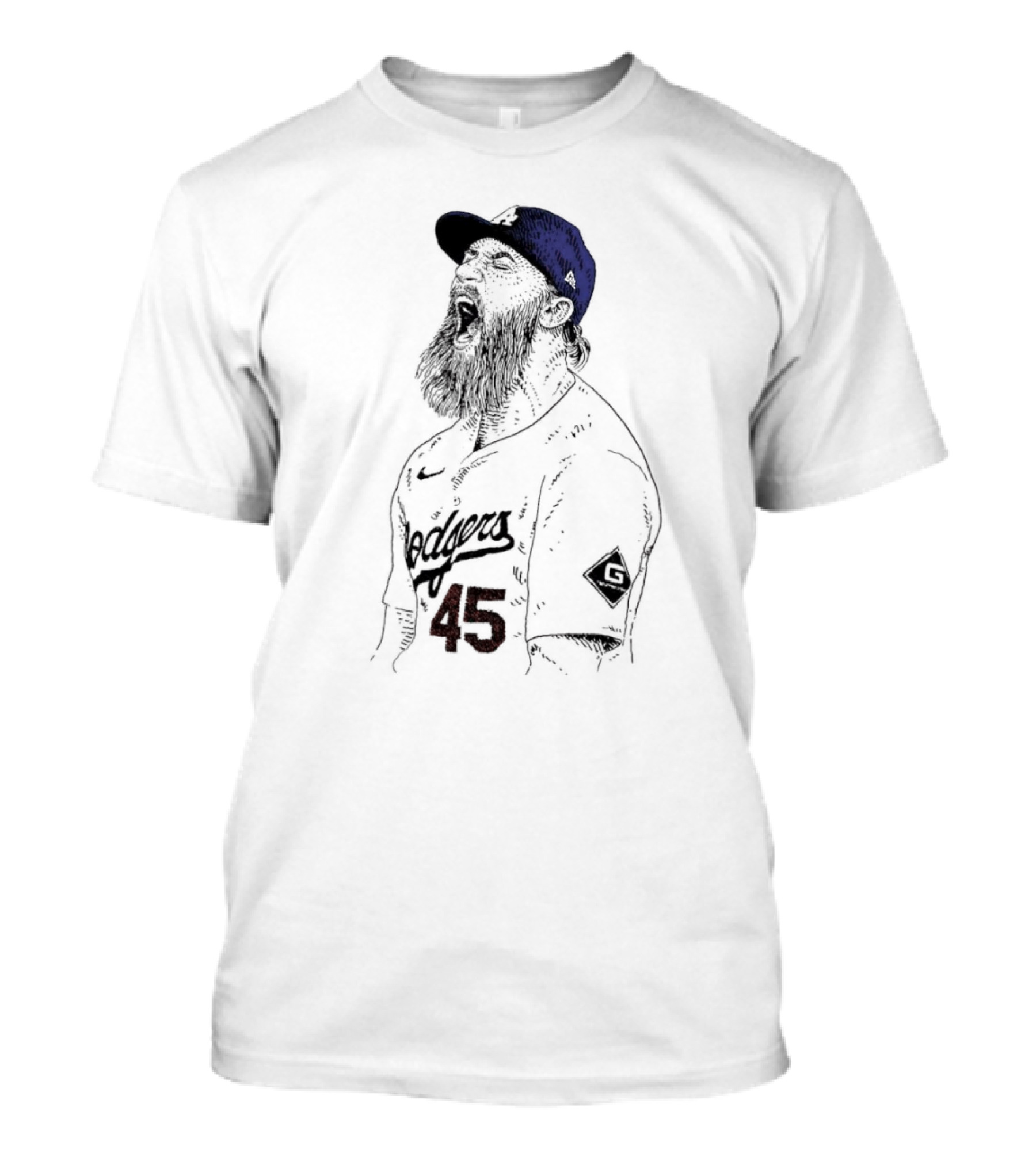 Michael Kopech Los Angeles Dodgers 2024 Hand Drawn Yelling T-Shirt