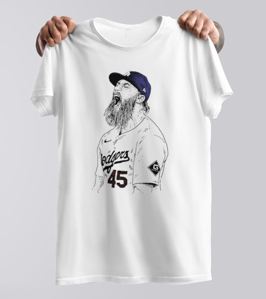 Michael Kopech Los Angeles Dodgers 2024 Hand Drawn Yelling T-Shirt