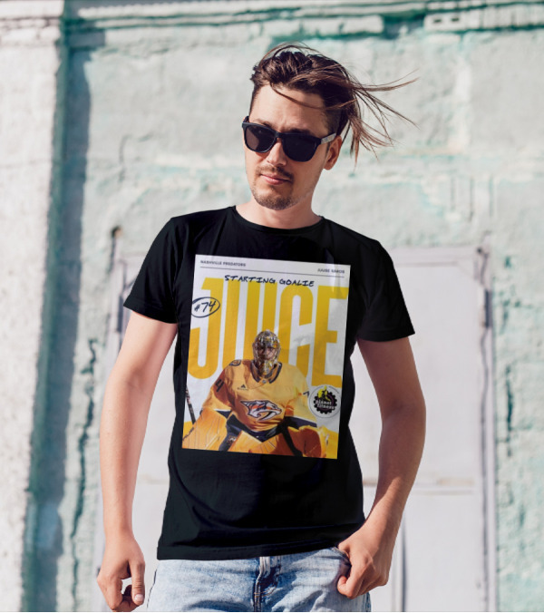 Nashville Predators Juuse Saros #74 Juice Starting Goalie Planet Fitness T-Shirt