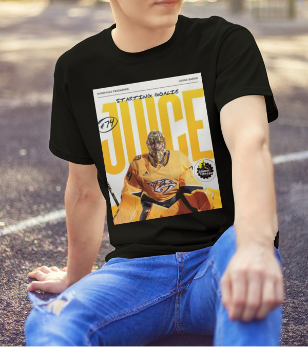 Nashville Predators Juuse Saros #74 Juice Starting Goalie Planet Fitness T-Shirt