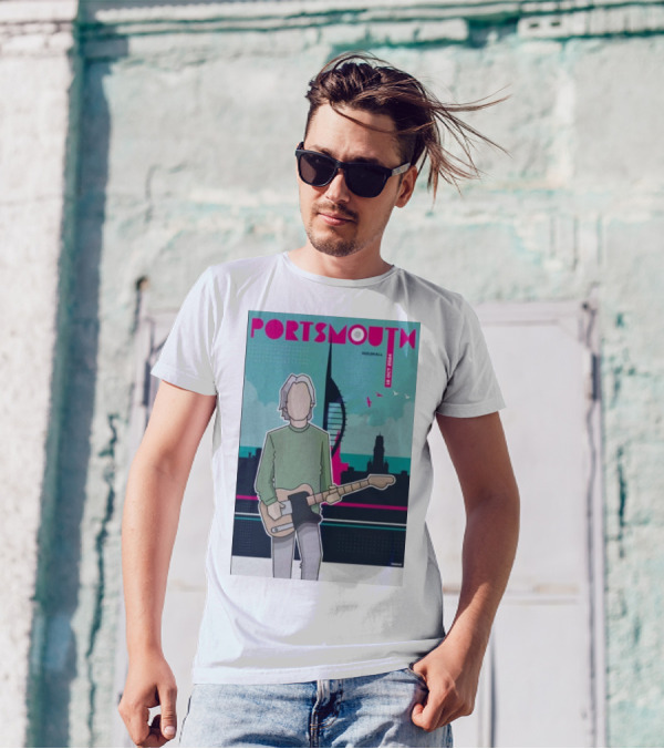 Paul Weller Live At Portsmouth Guildhall Oct 18 2024 Poster Art With Guitar And Cityscape T-Shirt